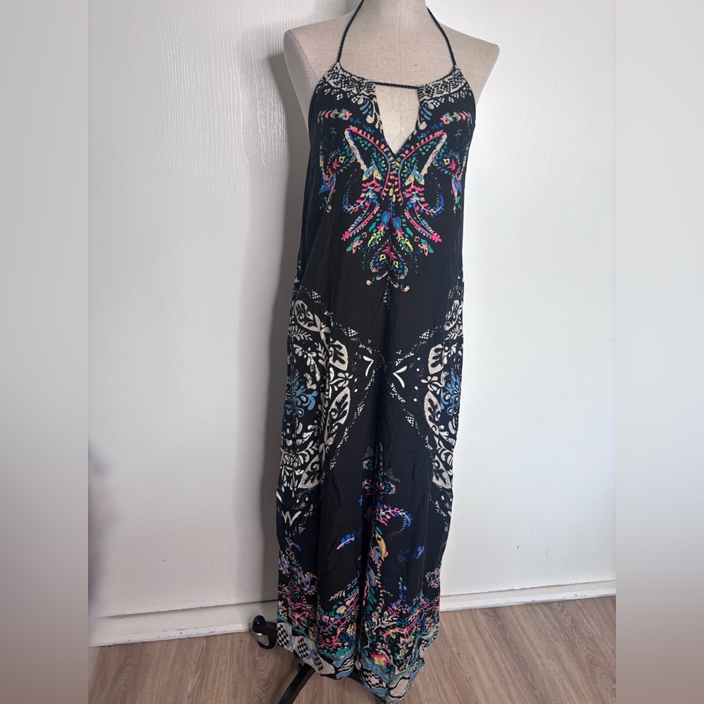 Flying Tomato Boho Halter Maxi Dress - Tribal Print Festival M